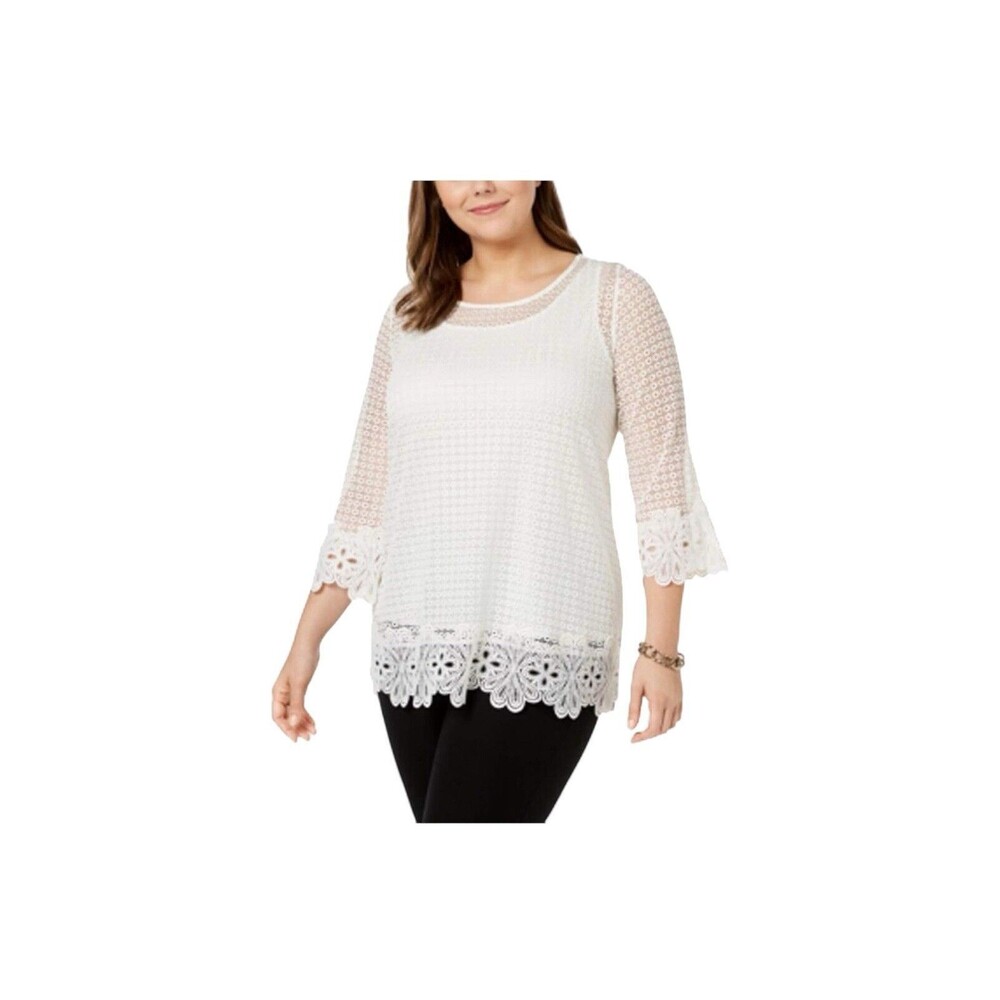Alfani Two Piece Shell And Blouse Size Medium NWT Creamy White